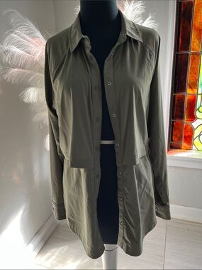 Athleta Olive Utility Button-Front Jacket